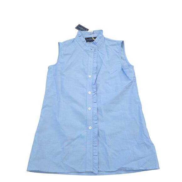 Kiel James Patrick Blue 100% Cotton Button Front Sleeveless Blouse Small NWT - Picture 1 of 5